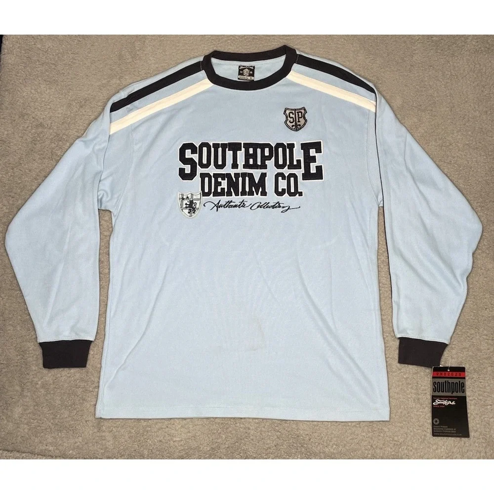NWT Rare Vintage SouthPole Denim And Co Pullover Sweater Mens XL Blue Dead Stock